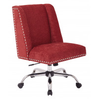 OSP Home Furnishings BP-ALYMC-SK7812 Alyson Managers Chair in Berry Fabric with Silver Nail heads and Chrome Base Semi-Assembled